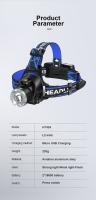 Linterna Frontal LED De Alta Potencia Recargable USB Con Telescópico Fuerte Luz Longitudinal Impermeable Para Camping Pesca Al Aire Libre - details 26