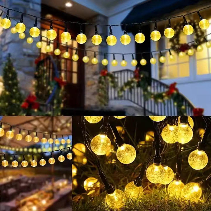 Luces De Bolboba Solar Impermeable 5M/6.5M Para Jardín Y Fiestas Decoración De Cadena De Luces Cristalina Exterior - 1