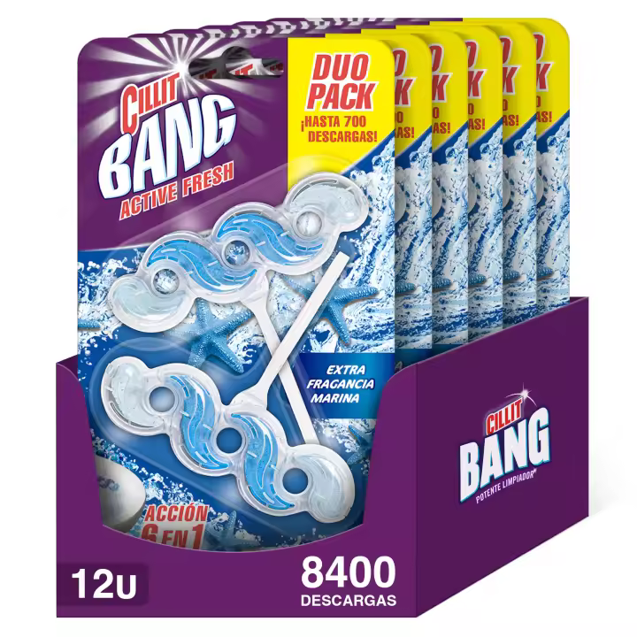 Cillit Bang Active Fresh Colgador WC Fresh Marino, Pack 6x2 Unidades, Elimina Cal y Suciedad, Limpieza Superior - 1
