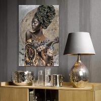 MIRAMAX-Cuadro Impreso Sobre Lienzo Diseño de Chica Mujer Africana,Arte de pared,Cuadros para la decoración interior del hogar,Sala de estar,Dormitorio,Sin marco 80X110cm - details 3