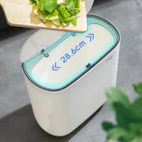 Basurero De Baño En Forma Angular Con Tapa Basurero De Cocina a Prueba De Olores Recipiente De Basura Cubierto Papelera De Lado De Inodoro - details 1