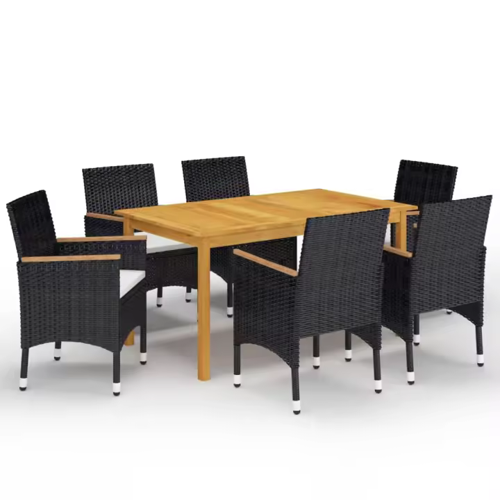 vidaXL Juego de comedor de jardín de 7 piezas negro - 1