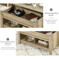 HOMCOM Mesa de Centro Elevable Mesa de Café con Encimera Elevable 2 Compartimentos Abiertos y Espacio Oculto de Almacenaje 105x50x49 cm - details 4
