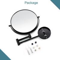 Espejo de aumento de pared con brazo giratorio de doble cara, espejo de tocador de maquillaje telescópico negro, espejo de mano con aumento de 8 pulgadas y base redonda - details 1