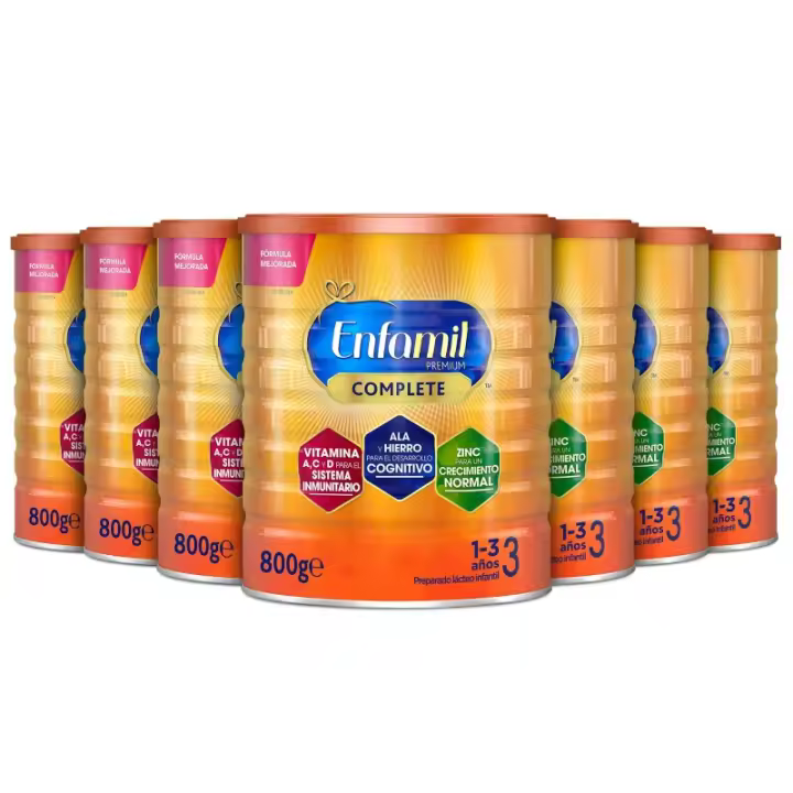 Pack x7 Enfamil Complete 3, Leche Infantil de Continuación de 1 a 3 años, 800 gr - Pack de 7 Latas - 1