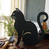 Estatuilla De Gato De Hierro Fundido Para Jardín Adorno De Exterior Decoración De Paisaje Metálica Color Negro Insertada En La Tierra - details 2