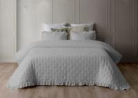 Colcha Bouti Napoli Gris Piedra con Volantes y Cojines Incluidos Miracle Home - Ligero Acolchado Ideal para Primavera y Verano, Disponible en Colores Crudo, Beige, Verde, Rosa y Gris - Medidas para Cama 90-180 cm - details 4