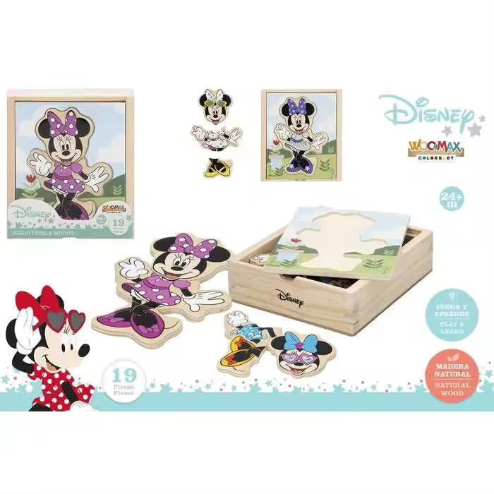 COLORBABY DISNEY PUZZLE MADERA TRAJES 19 PIEZAS WOOMAX MINNIE JUGUETE MADERA 4x12x14 Cms. - 1
