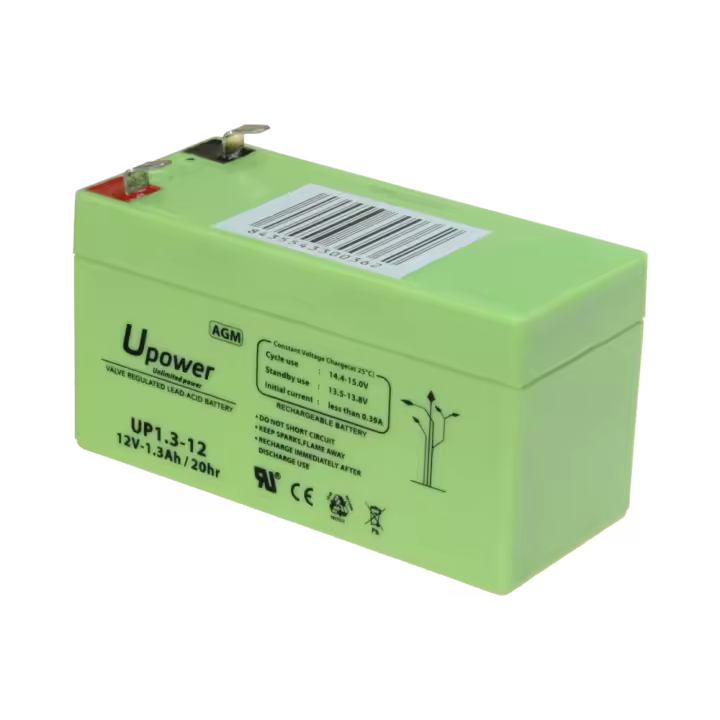 Upower - Baterí­a recargable - Tecnologí­a plomo ácido AGM - Voltaje 12 V - Capacidad 1.3 Ah - 58 x 97 x 43 mm / 570 g - Para respaldo o uso directo - 1