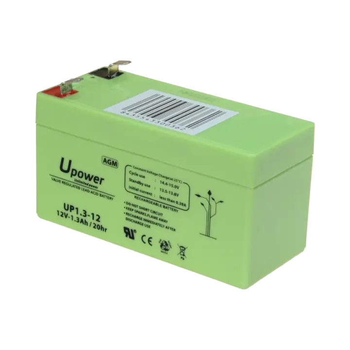Upower - Baterí­a recargable - Tecnologí­a plomo ácido AGM - Voltaje 12 V - Capacidad 1.3 Ah - 58 x 97 x 43 mm / 570 g - Para respaldo o uso directo - 1