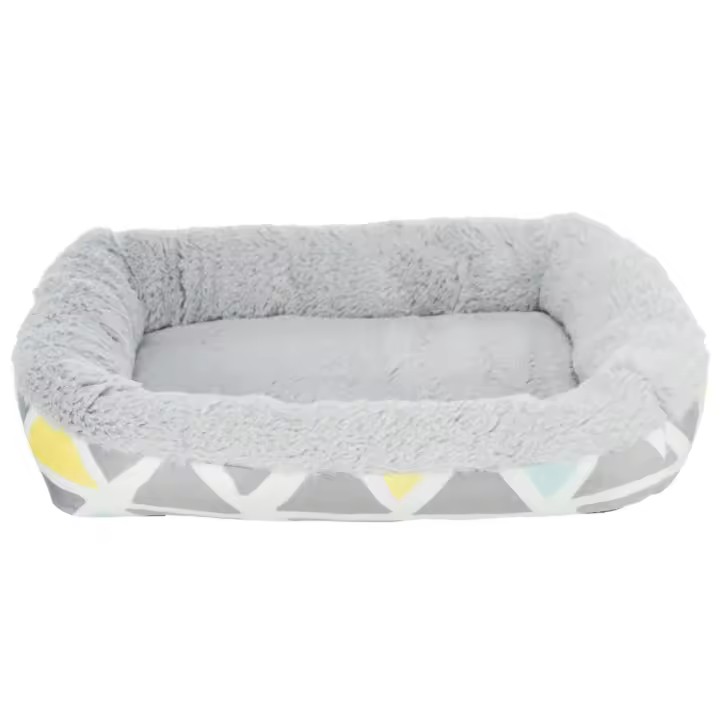 TRIXIE Sunny cuddly bed, square, plush, 30 × 6 × 22 cm, multi coloured//grey - 1