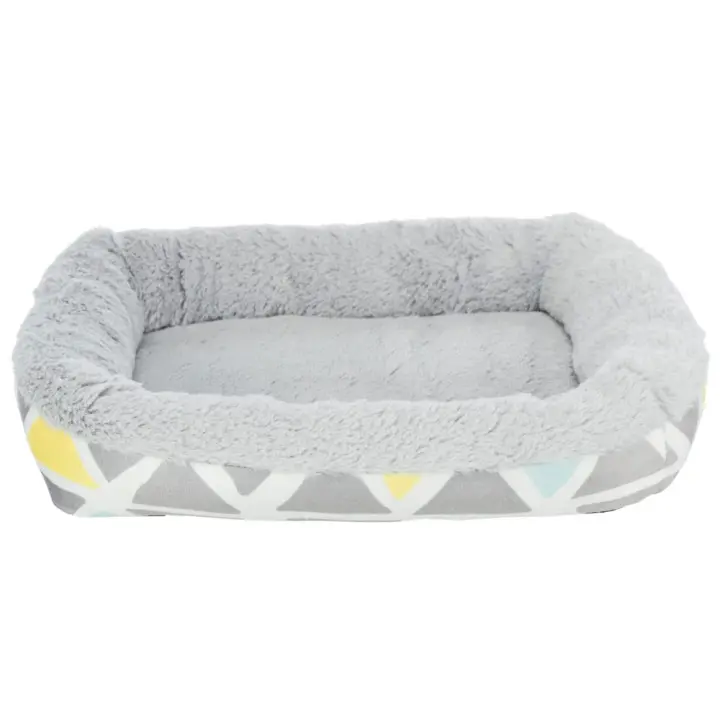 TRIXIE Sunny cuddly bed, square, plush, 30 × 6 × 22 cm, multi coloured//grey - 1