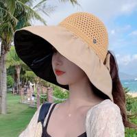 Sombrero De Paja Panamá Para Mujer Verano Protección UV Plegable Amplio Sombrilla De Playa Casual Ajustable Tamaño Free - details 9