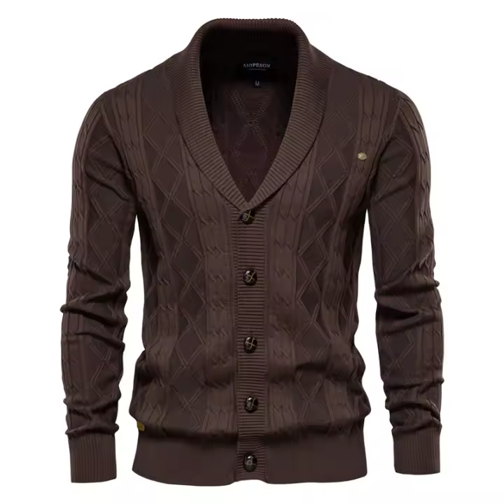 Cárdigan de manga larga con cuello en V para hombre, suéter grueso para hombre, cárdigan de punto a la moda, chaqueta de estilo japonés - 1