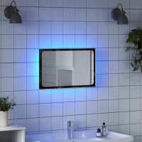 vidaXL Espejo de baño acrílico brillo 60x8,5x37 cm en color Negro/Marrón roble/Roble Sonoma y más | decorativo de pared para baño dormitorio recibidor moderno - details 3