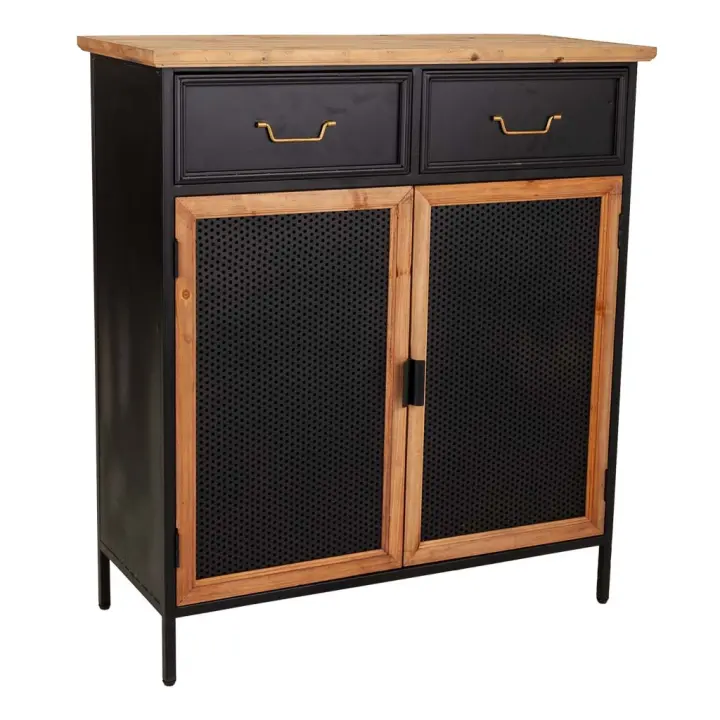 WANDERLUST DECO Recibidor de madera y metal negro 80x34x90h cm de estilo Industrial - 1