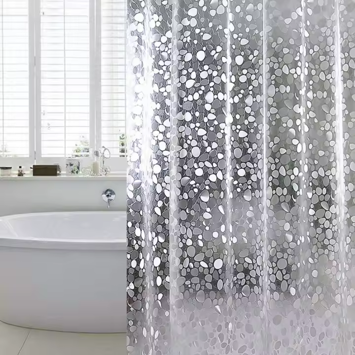 Cortina de Ducha Antimoho 120 x 180 cm PVC Impermeable ， Cortina de Baño Semitransparente de 0,15 mm, Patrón de Piedra 3D, para Bañera - 1