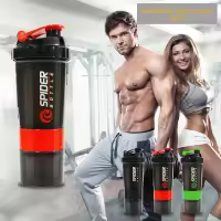 Vaso mezclador de proteínas, vaso mezclador de 3 capas, botella deportiva antideslizante con bandeja para pastillas, vaso mezclador a prueba de fugas - details 0