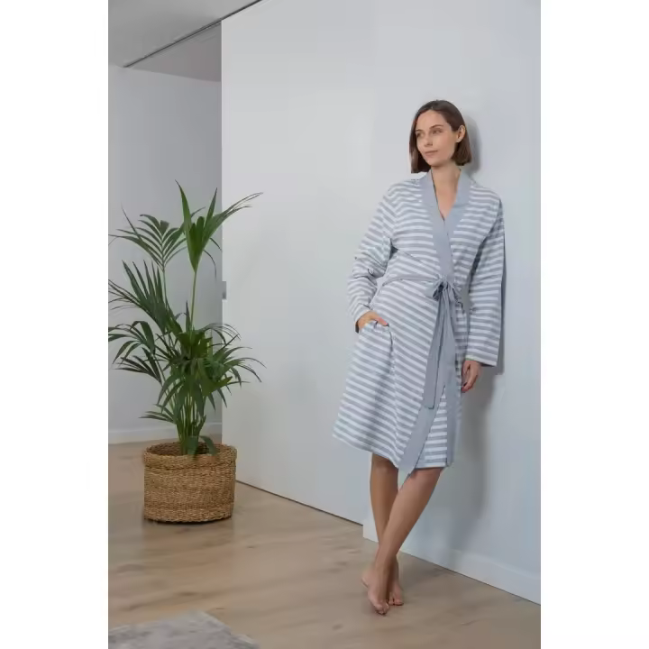Bata Midi de Mujer Muslher Gris Manga Larga - 1