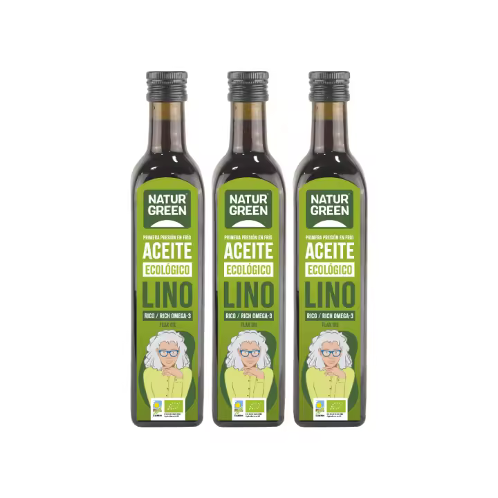 Pack 3x - NaturGreen Aceite de Lino - Rico en Omega 3 - 1