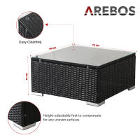 AREBOS Mesita de Polyrattan y Tablero Vidrio Mesa Auxiliar Exterior Para Jardín - details 23