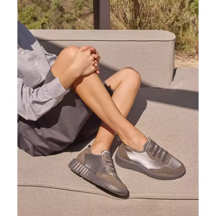 Pedro Miralles Zapatillas de piel y tejido modelo CONCORDIA en tonos Grises. Hecho a mano en España. - 1