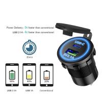 Cargador De Coche Universal LED USB Tipo-C PD Con Enchufe De Poder Para Motocicleta Moto Camión ATV Barco 30W Carga Rápida - details 4