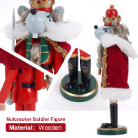 Nutcrackador De Madera 30CM Soldado Figura Artesanal Decoración De Navidad Para Escritorio Casa Regalo Para Niños - details 5