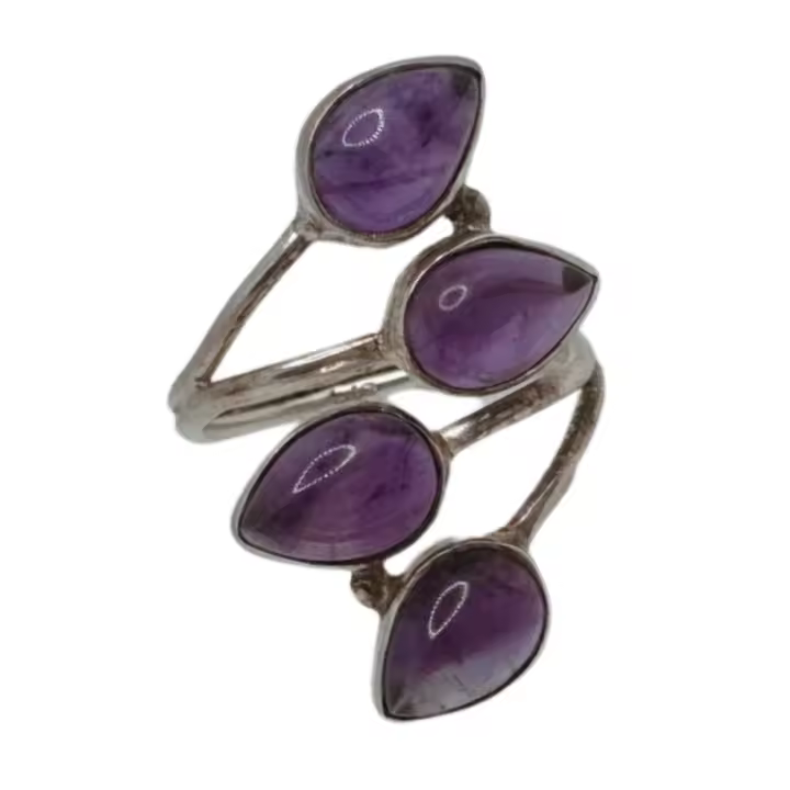 Anillo de plata de Amatista ajustable - Ojos de Luna Esoterismo - 1