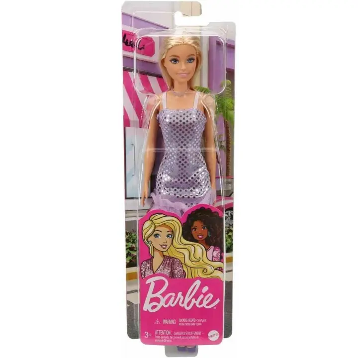 Barbie ,Vestido Mini  Lila y Plateado Mattel HJR93 - 1