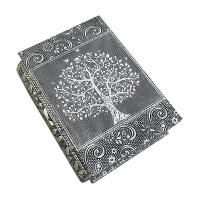 CAPRILO REGALOS & DECORACIÓN Caja Libro Decorativa Étnica de Aluminio y Madera de Mango " Árbol de la Vida". Cajas Multiusos y Joyeros. Detalles de Colección. Regalos Originales Decoración Hogar. 15 x 11 x 5 cm - details 0