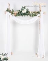 Arco De Boda En Blanco Con Encaje Chiffon 1 Panel Cortina Transparente Para Fondo De Ceremonia De Boda Color Champán - details 4