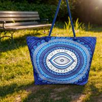 MEJORADA KD-2306 Bolso de Playa-Tote Bag Súper Grande 60x40x20CM con Diseño de Ojo Turco y Motivos Azules, Ideal para Playa y Vacaciones - details 12