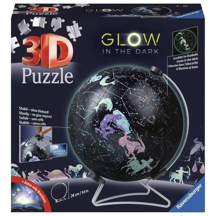 RAVENSBURGER PUZLE 3D GLOBO TERRÁQUEO DE ESTRELLAS QUE BRILLA 180 PIEZAS, 11544, TIENDA CON LICENCIA OFICIAL - 1