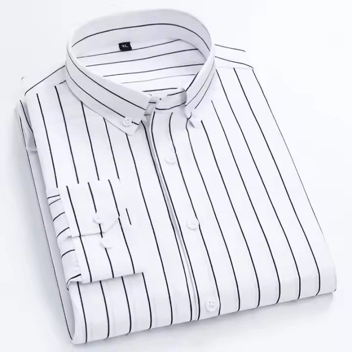 Camisa De Punto Para Hombre Azul Claro Con Rayas Cuello En V Manga Larga Ajustada Estilo Coreano No Hierro Casual Negocios - 1