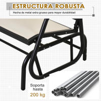 Outsunny Banco Balancín de 2 Plazas Silla Mecedora de Jardín Tubo de Metal y Tela Texteline Transpirable para Exterior Carga Máx. 200 kg 120x70x85 cm Beige - details 4