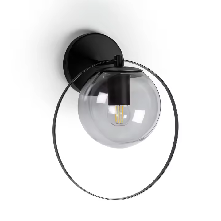Ledkia Lámpara de Pared Exterior Metal y Cristal Jubail Negro - 1