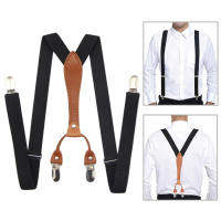 Almohadillas De Trabajo Para Hombres En Color Negro Con 4 Gancho De 4 Broches Fijación X-Forma Cinturón Elástico Ajustable Para Pantalones Adulto Moda - details 0