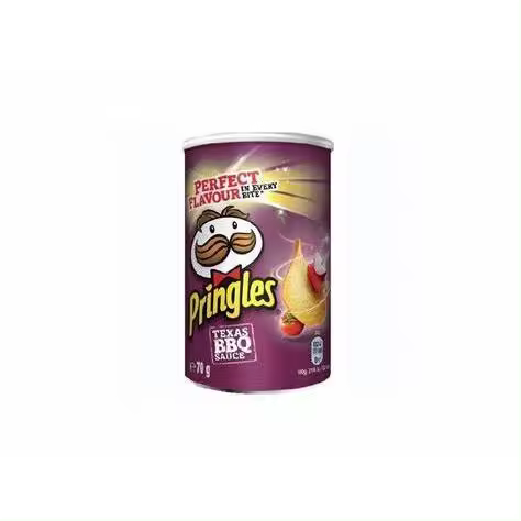 Patatas Caja 12 PRINGLES 70g Sour Cream & Onion BBQ,original,paprika - Aperitivo de patata envasado en una lata con tapadera para abrir y cerrar tantas veces como quieras. Caja de 12 latas de 70 gr - 1
