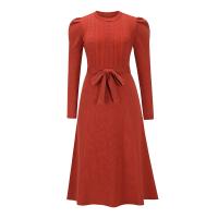 Vestido Casual Diario Para Mujer Con Mangas Burbuja Cintura Alta Ajustada Y Volante Medio Largo De Tejido Knit Moda Avanzada Y Única - details 9