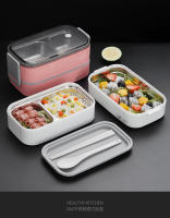 Caja De Almuerzo De Acero Inoxidable 304 Para Adultos Y Niños Escuela Oficina 1/2 Capas Microwaviable Portátil Contenedores De Alimentos Con Cuadrícula Bento - details 16