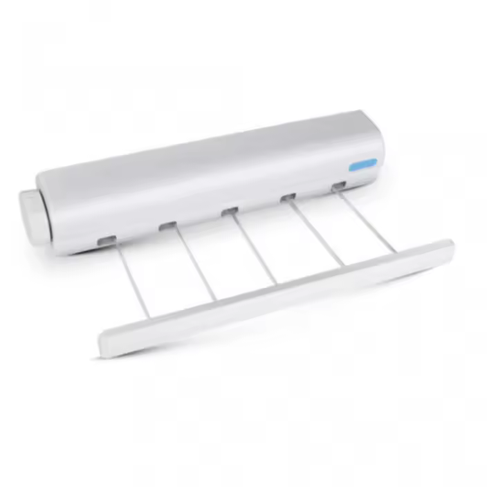 Secadora de pared para interior y exterior, tendedero extensible hasta 3,75 m, Plástico,: 36,8*6,3*6 cm, Blanco - 1