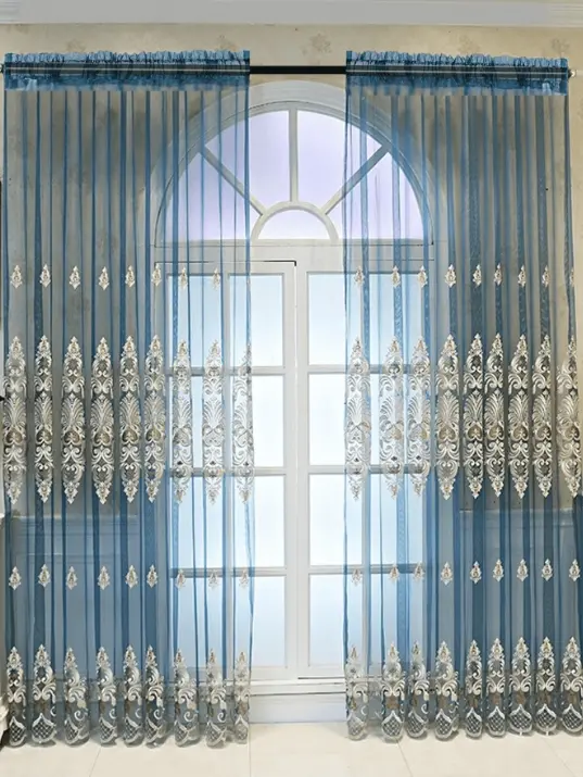 Cortinas De Estilo Europeo Con Bordado Alta Gama Para Sala De Estar Comedor Dormitorio Translúcidas Y Elegantes - 1