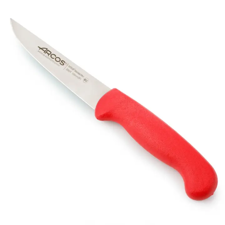 Arcos Serie 2900 - Cuchillo de Verduras - Hoja de Acero Inoxidable NITRUM de 100 mm - Mango inyectado en Polipropileno Color rojo - 1