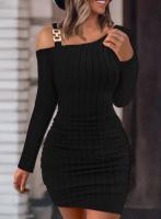 Vestido Bodycon De Moda Para Mujer Con Manga Larga Y Diseño De Tejido Grueso Para Otoño E Invierno Vestido Mini Elegante Para Oficina - details 2