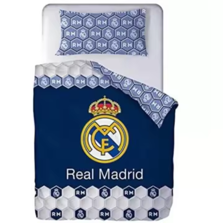 REAL MADRID C.F.  Funda nórdica 2 piezas . Incluye Funda  Nórdico y Funda de Almohada.  Composición: 50% algodón 50 % poliéster. Producto oficial - 1
