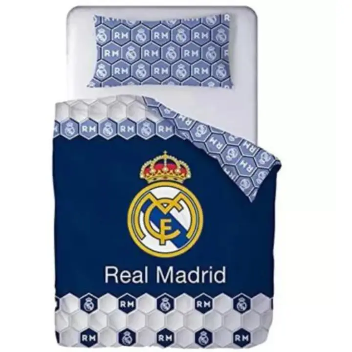 REAL MADRID C.F.  Funda nórdica 2 piezas . Incluye Funda  Nórdico y Funda de Almohada.  Composición: 50% algodón 50 % poliéster. Producto oficial - 1