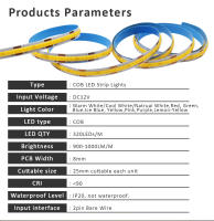 Tira De Luz LED COB 12V Alta Densidad 320LEDs/m RA90 Calidad Natureta Blanco Cálido Azul Frío Rojo Amarillo Rosa Flexible - details 2