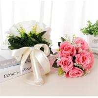 Bouquet De Novia Artificial De Rosa Silken En Blanco Y Champán Para Damas De Honor Y Fiesta De Boda Decoración De Hogar - details 5