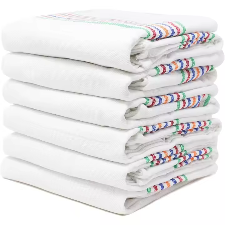 KROWN - Juego de 12 Paños de Cocina 80% Algodón, Bayeta de Limpieza de Hogar, Toalla Seca Platos Vasos, Pack de Ahorro 3/6/12 Unidades Blanco y Azul Toallas Suaves y duraderos para Vajilla - Fabricado en España - 1